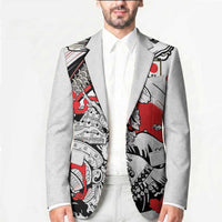 Personalized Football Japan Yatagarasu Blazer White Samurai Tsunami Wave Pattern