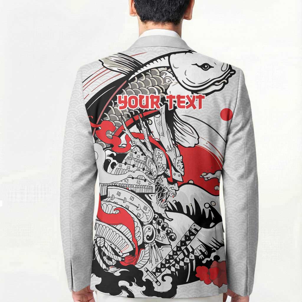 Personalized Football Japan Yatagarasu Blazer White Samurai Tsunami Wave Pattern