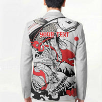 Personalized Football Japan Yatagarasu Blazer White Samurai Tsunami Wave Pattern