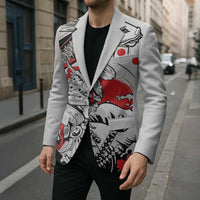 Personalized Football Japan Yatagarasu Blazer White Samurai Tsunami Wave Pattern
