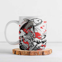 Personalized Football Japan Yatagarasu Ceramic Mug White Samurai Tsunami Wave Pattern