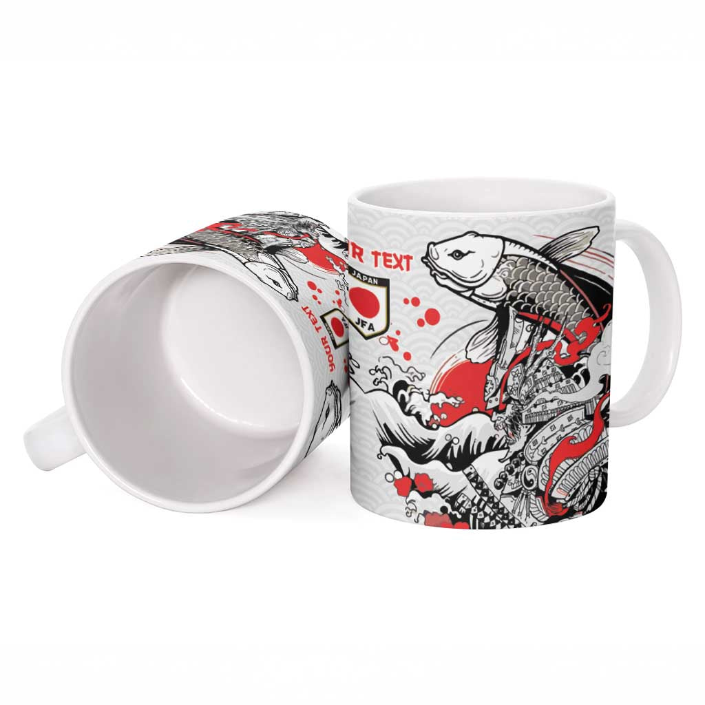 Personalized Football Japan Yatagarasu Ceramic Mug White Samurai Tsunami Wave Pattern