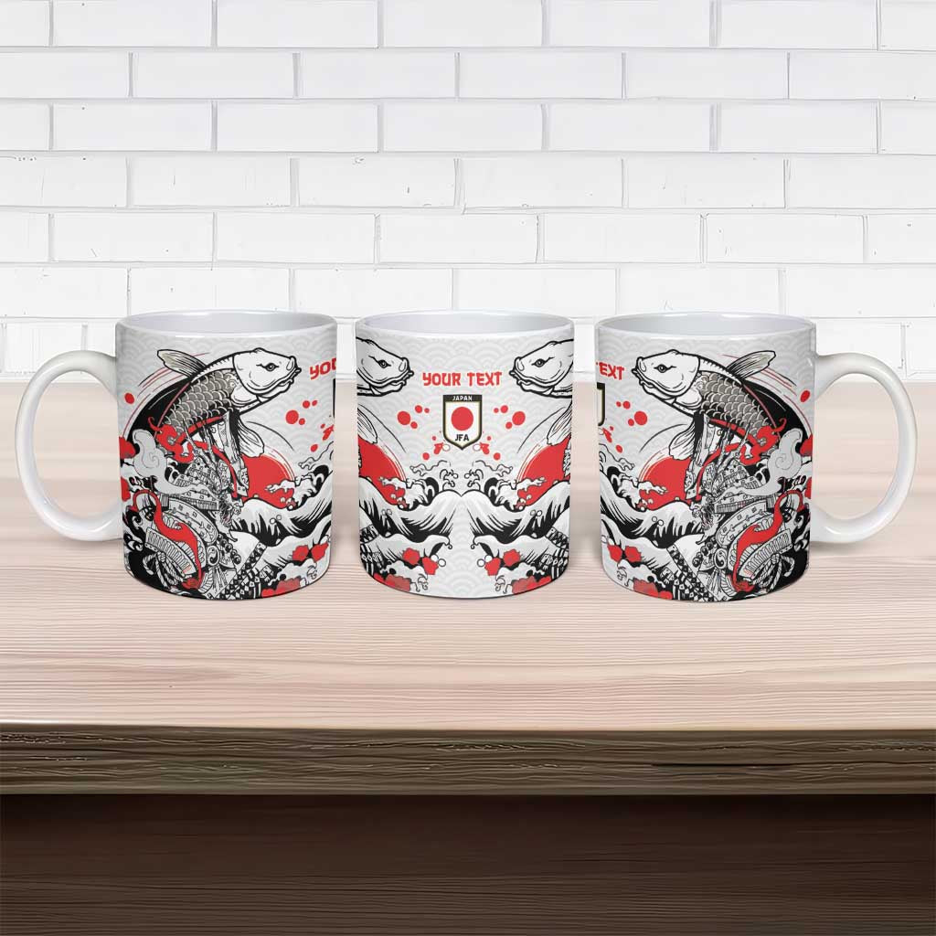 Personalized Football Japan Yatagarasu Ceramic Mug White Samurai Tsunami Wave Pattern