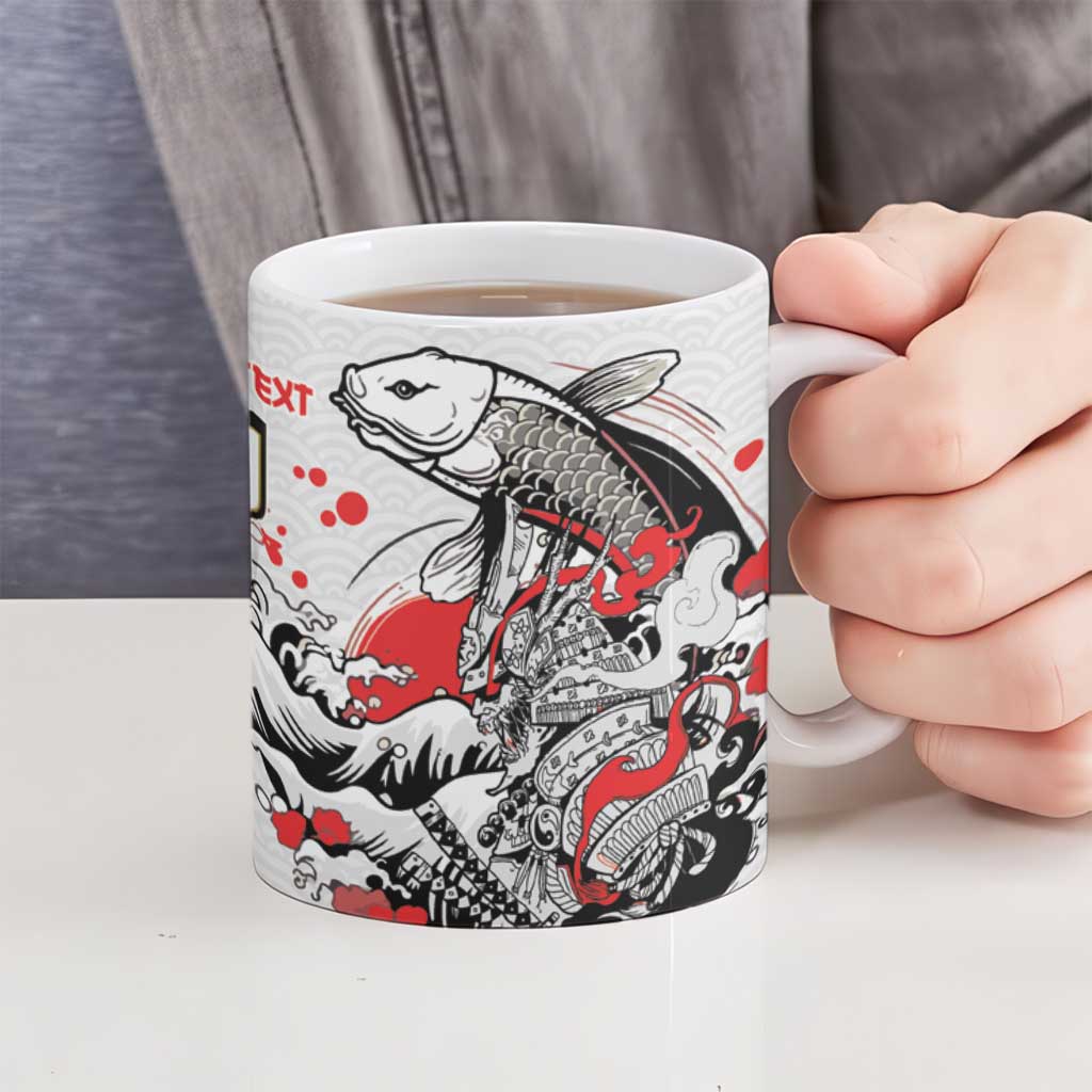 Personalized Football Japan Yatagarasu Ceramic Mug White Samurai Tsunami Wave Pattern