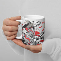 Personalized Football Japan Yatagarasu Ceramic Mug White Samurai Tsunami Wave Pattern