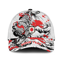 Personalized Football Japan Yatagarasu Classic Cap White Samurai Tsunami Wave Pattern