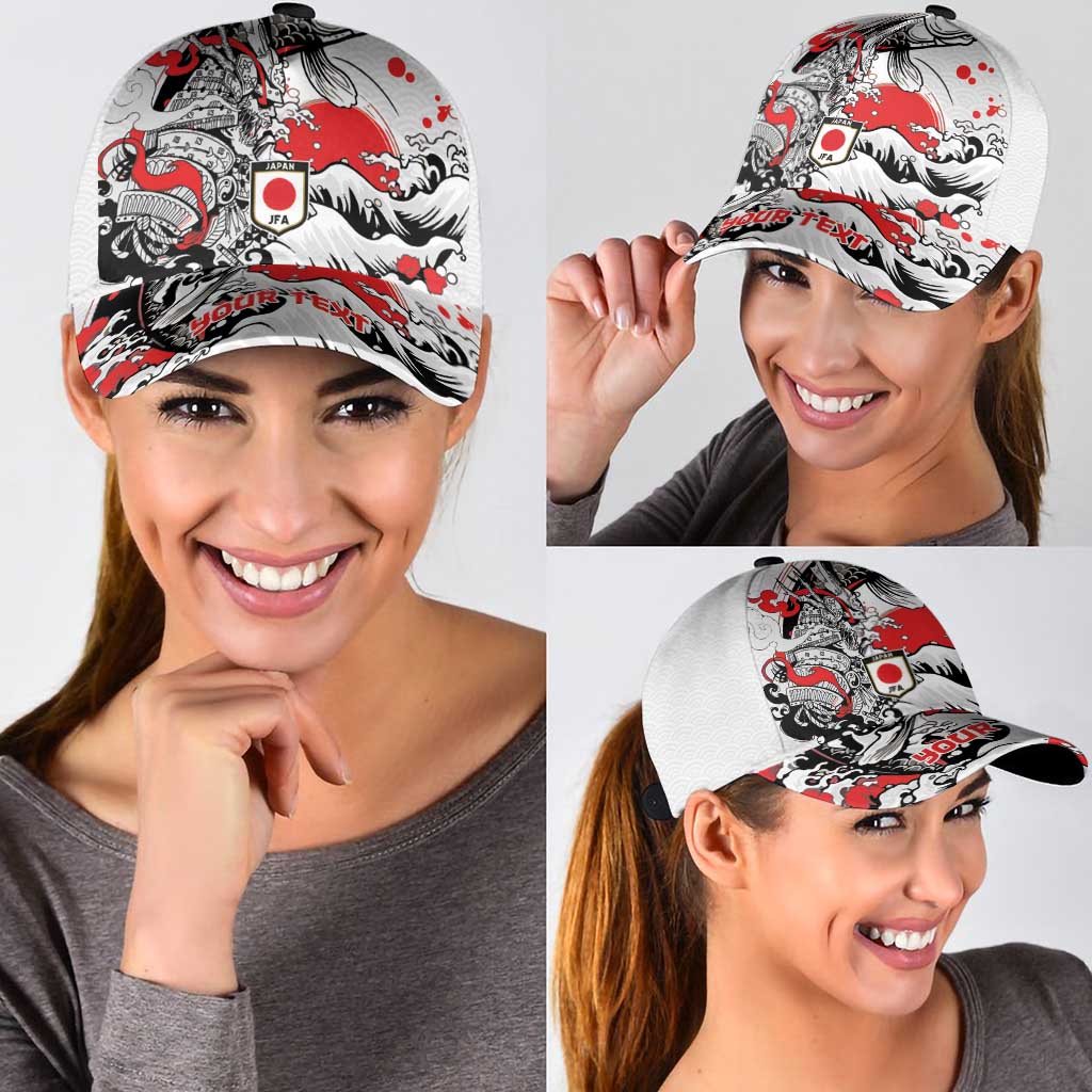 Personalized Football Japan Yatagarasu Classic Cap White Samurai Tsunami Wave Pattern