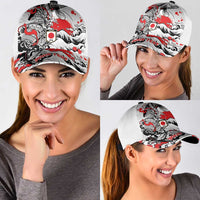 Personalized Football Japan Yatagarasu Classic Cap White Samurai Tsunami Wave Pattern