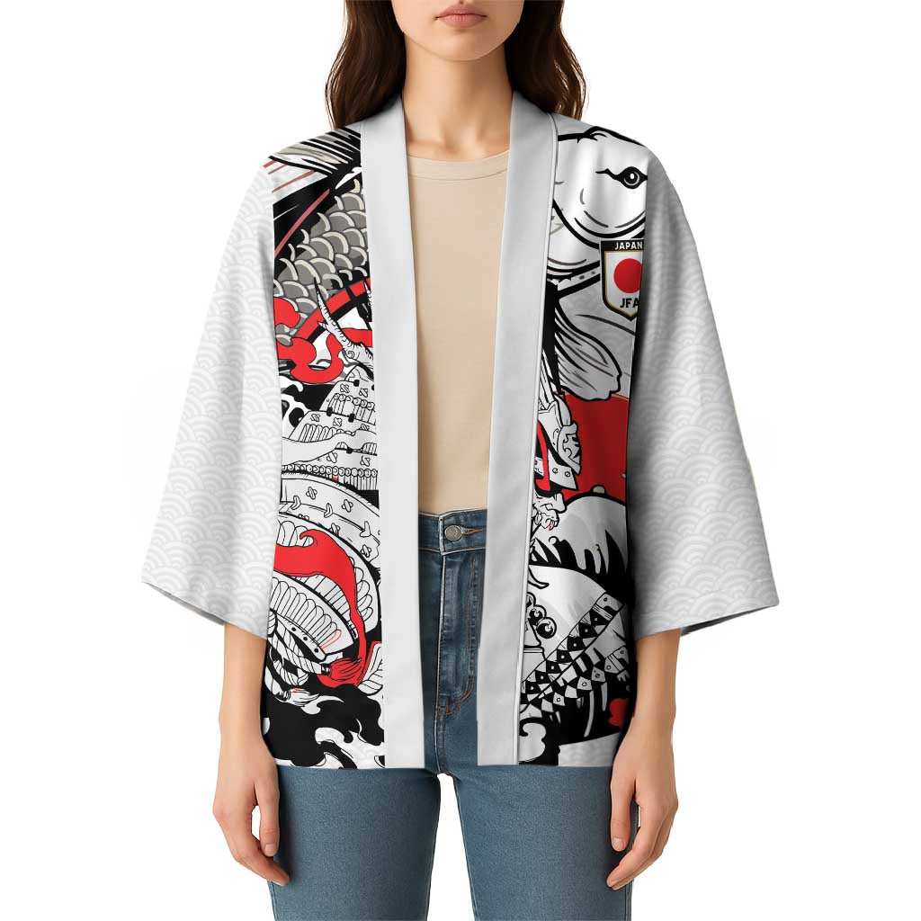 Personalized Football Japan Yatagarasu Kimono White Samurai Tsunami Wave Pattern
