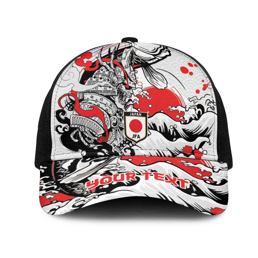 Personalized Football Japan Yatagarasu Mesh Trucker Cap White Samurai Tsunami Wave Pattern