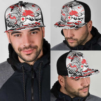 Personalized Football Japan Yatagarasu Mesh Trucker Cap White Samurai Tsunami Wave Pattern