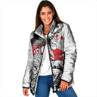 Personalized Football Japan Yatagarasu Padded Jacket White Samurai Tsunami Wave Pattern