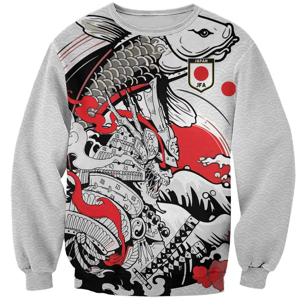 Personalized Football Japan Yatagarasu Sweatshirt White Samurai Tsunami Wave Pattern