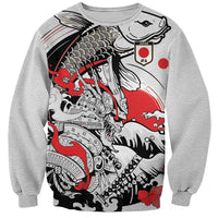 Personalized Football Japan Yatagarasu Sweatshirt White Samurai Tsunami Wave Pattern