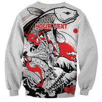 Personalized Football Japan Yatagarasu Sweatshirt White Samurai Tsunami Wave Pattern