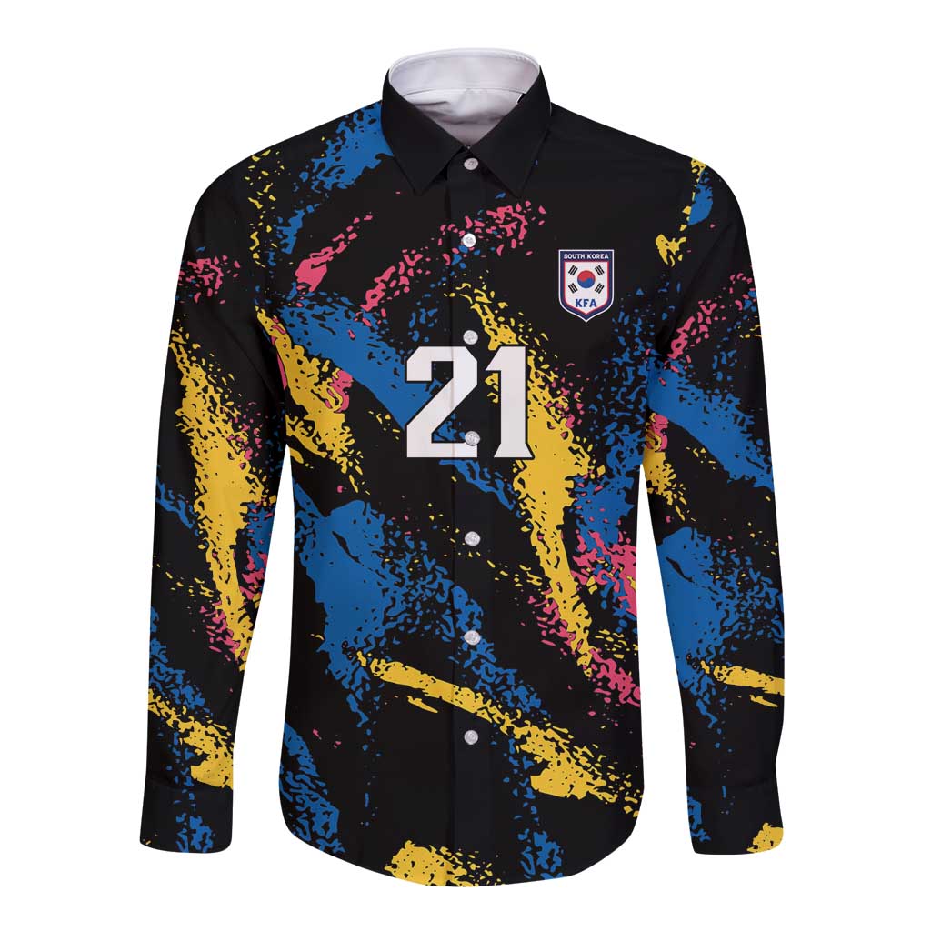 Custom Football South Korea WC26 Long Sleeve Button Shirt Taegeuk Warriors Retro 2022