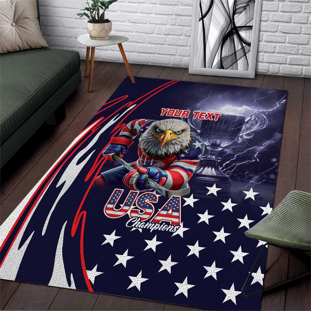 United States Ice Hockey Champions Personalized Area Rug Lets Go Boy USA Goal