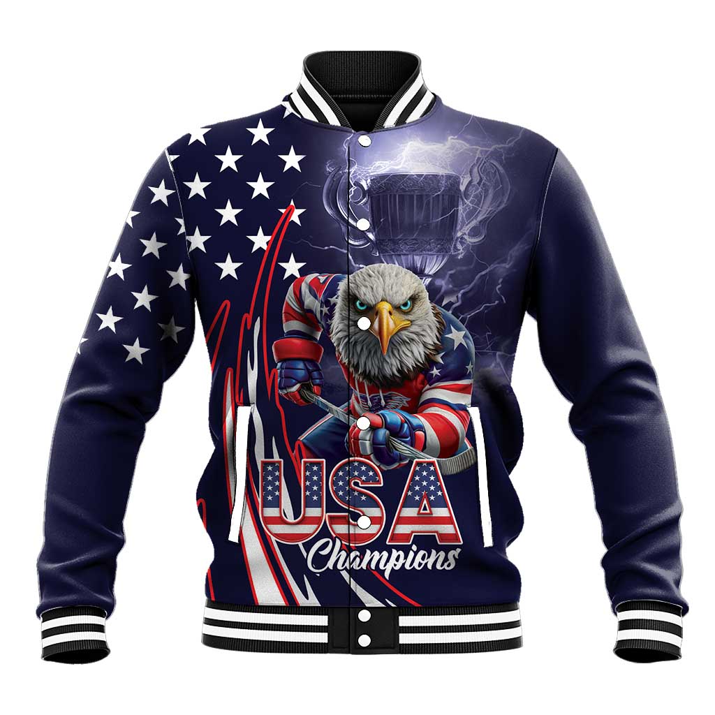 United States Ice Hockey Champions Personalized Baseball Jacket Lets Go Boy USA Goal