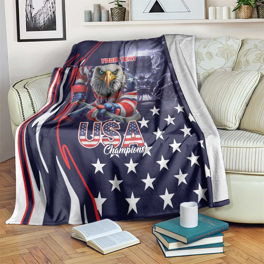 United States Ice Hockey Champions Personalized Blanket Lets Go Boy USA Goal