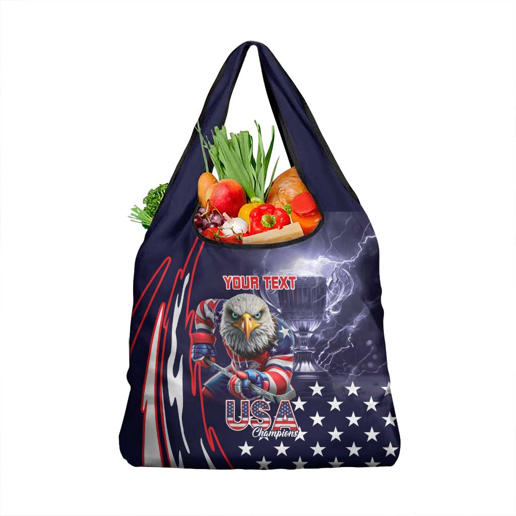 United States Ice Hockey Champions Personalized Grocery Bag Lets Go Boy USA Goal