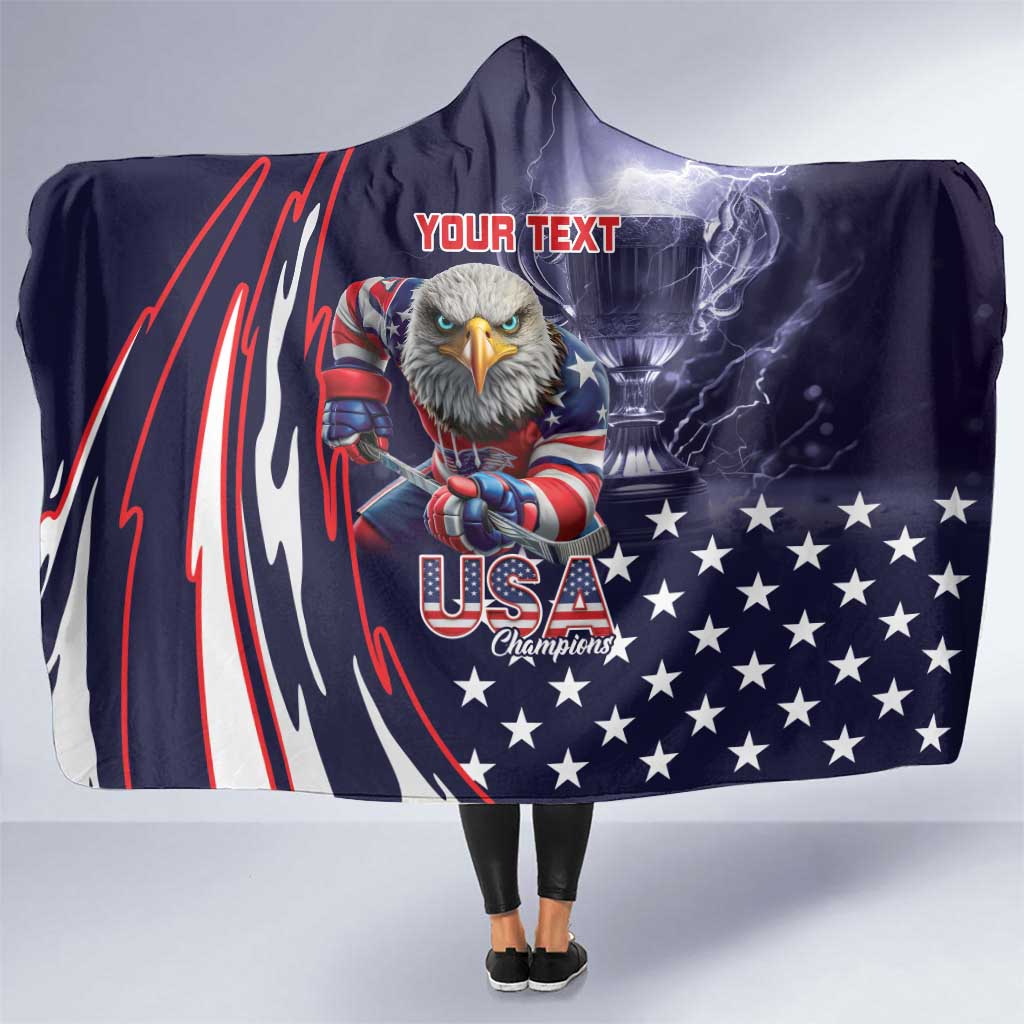 United States Ice Hockey Champions Personalized Hooded Blanket Lets Go Boy USA Goal