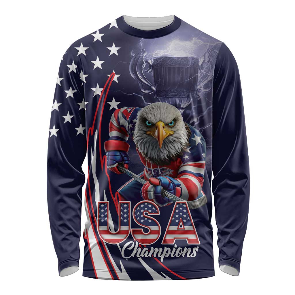 United States Ice Hockey Champions Personalized Long Sleeve Shirt Lets Go Boy USA Goal