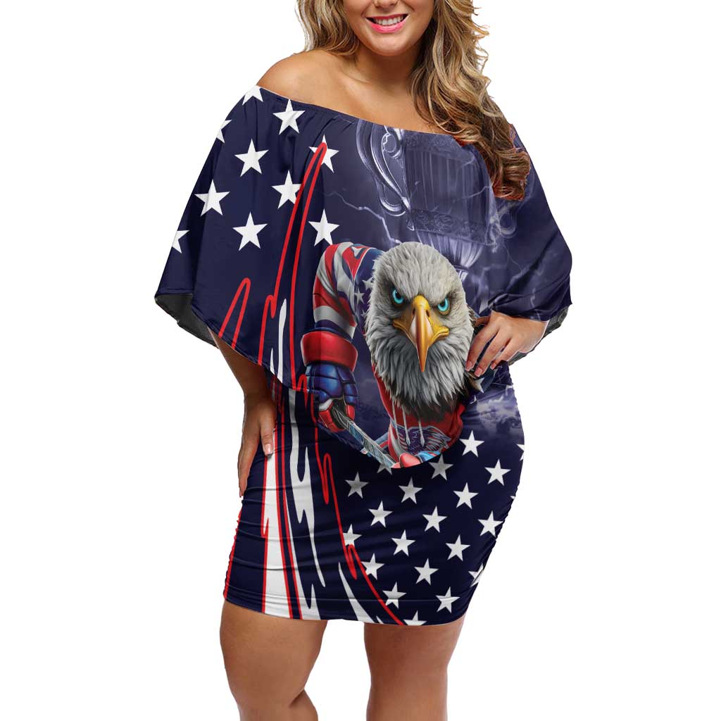 United States Ice Hockey Champions Personalized Off Shoulder Short Dress Lets Go Boy USA Goal