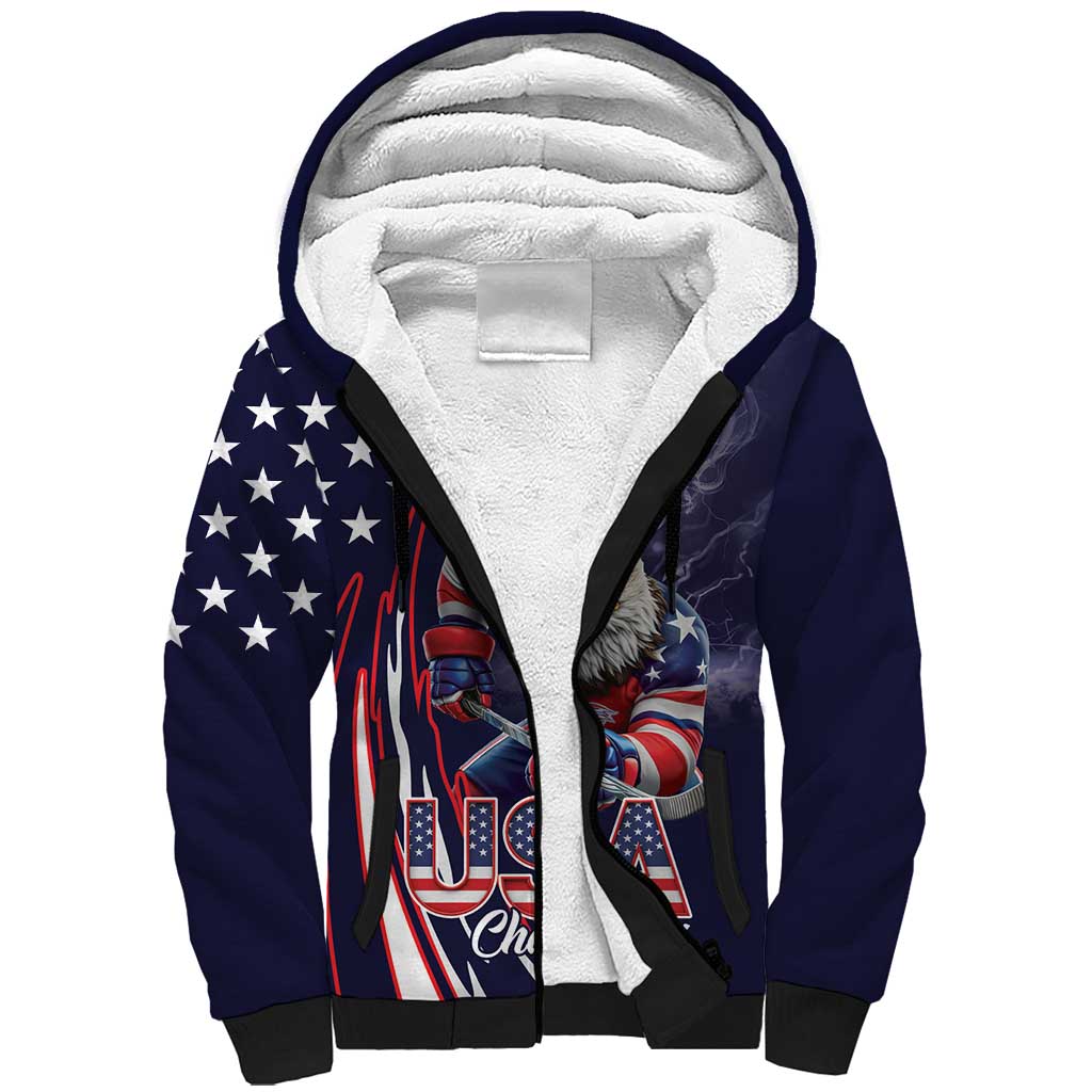 United States Ice Hockey Champions Personalized Sherpa Hoodie Lets Go Boy USA Goal