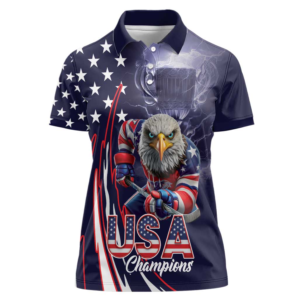 United States Ice Hockey Champions Personalized Women Polo Shirt Lets Go Boy USA Goal