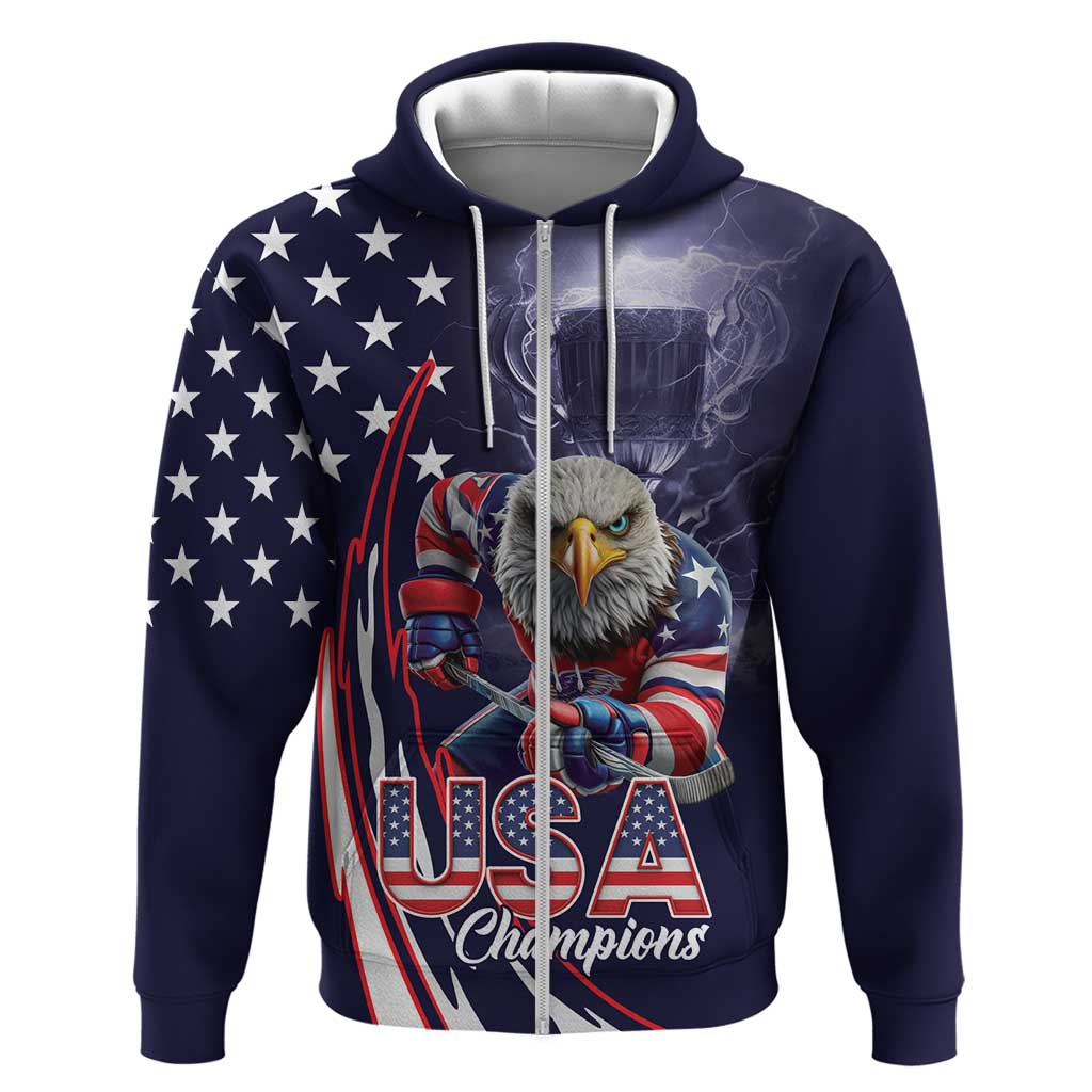 United States Ice Hockey Champions Personalized Zip Hoodie Lets Go Boy USA Goal