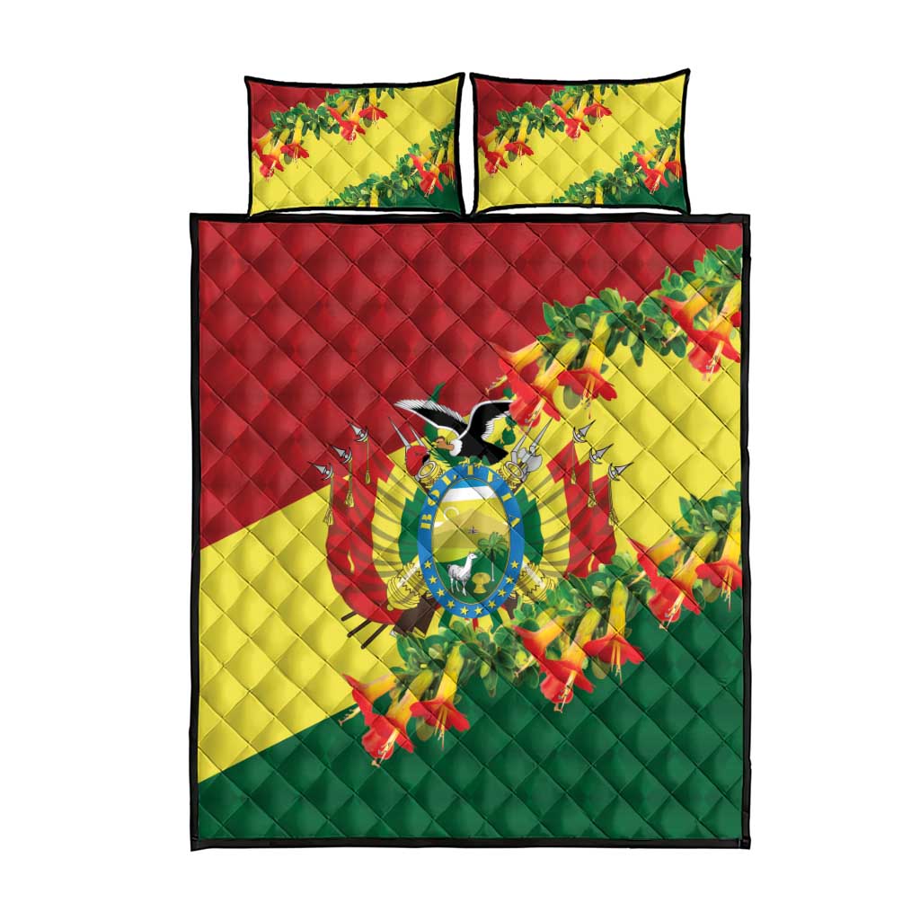 Bolivia Andean Condor Kantuta Flowers Quilt Bed Set