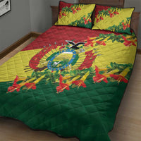 Bolivia Andean Condor Kantuta Flowers Quilt Bed Set