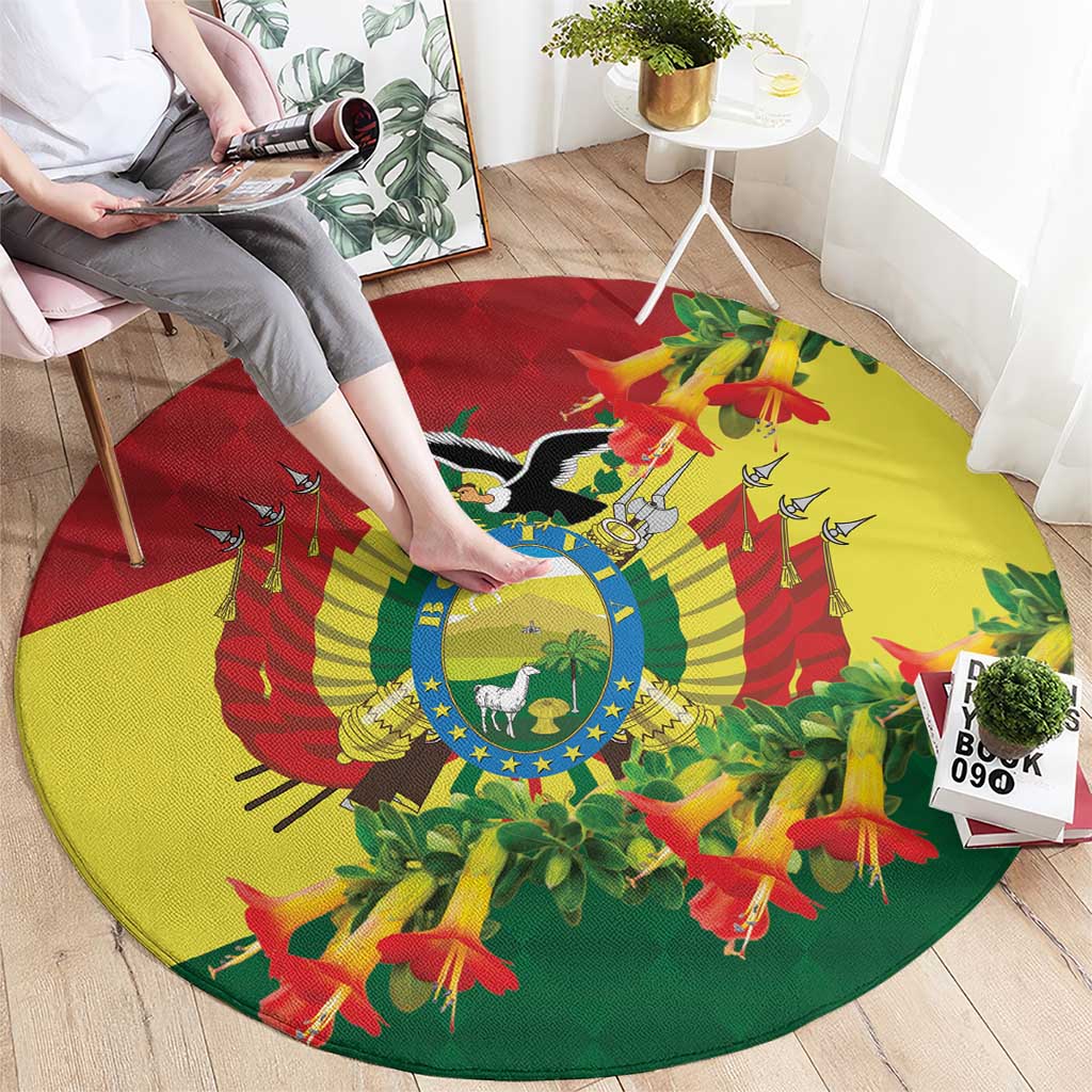 Bolivia Andean Condor Kantuta Flowers Round Carpet