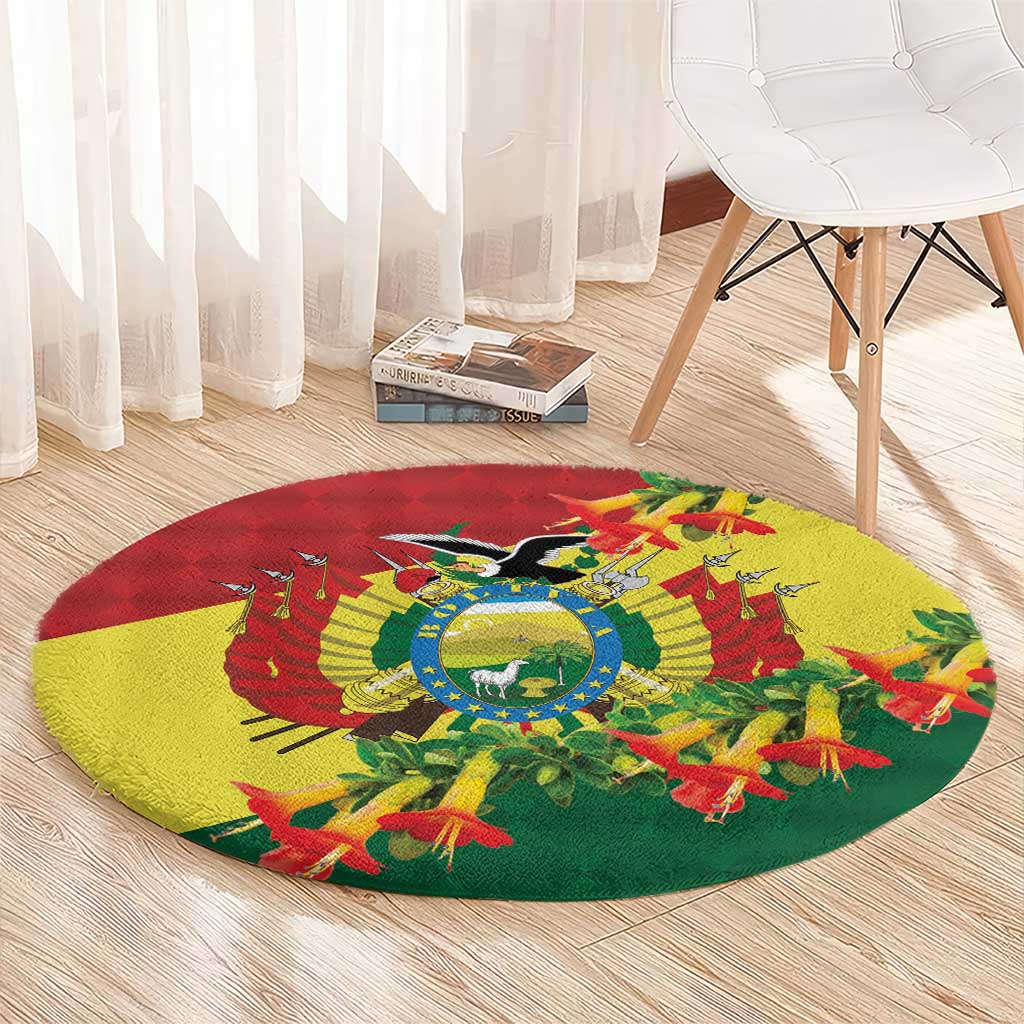 Bolivia Andean Condor Kantuta Flowers Round Carpet
