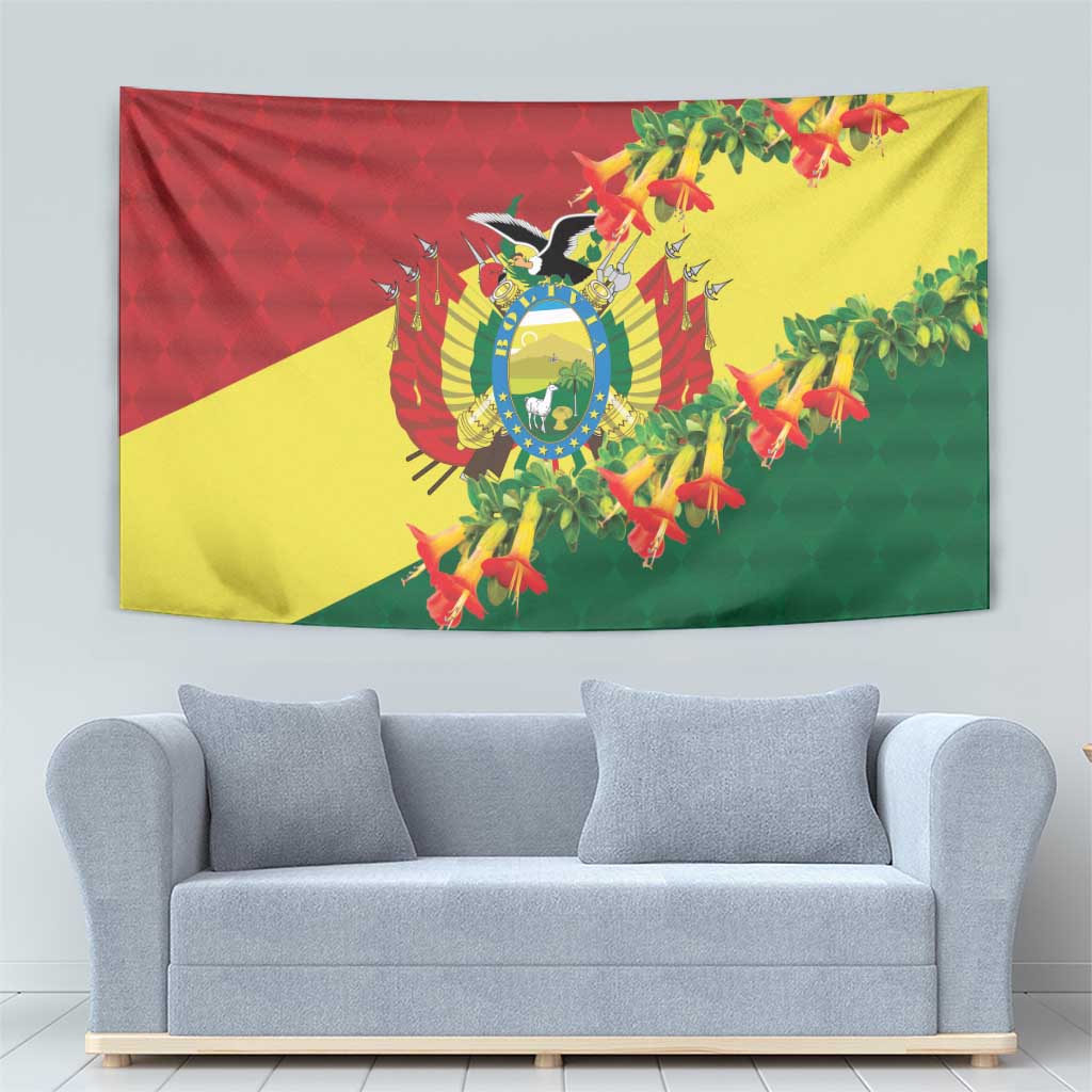 Bolivia Andean Condor Kantuta Flowers Tapestry