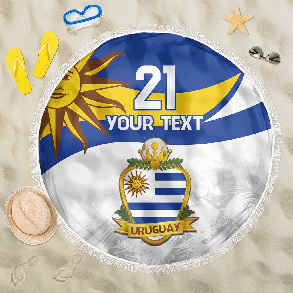 Uruguay Football Custom Beach Blanket La Celeste Sol de Mayo Motif