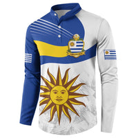 Uruguay Football Custom Button Sweatshirt La Celeste Sol de Mayo Motif