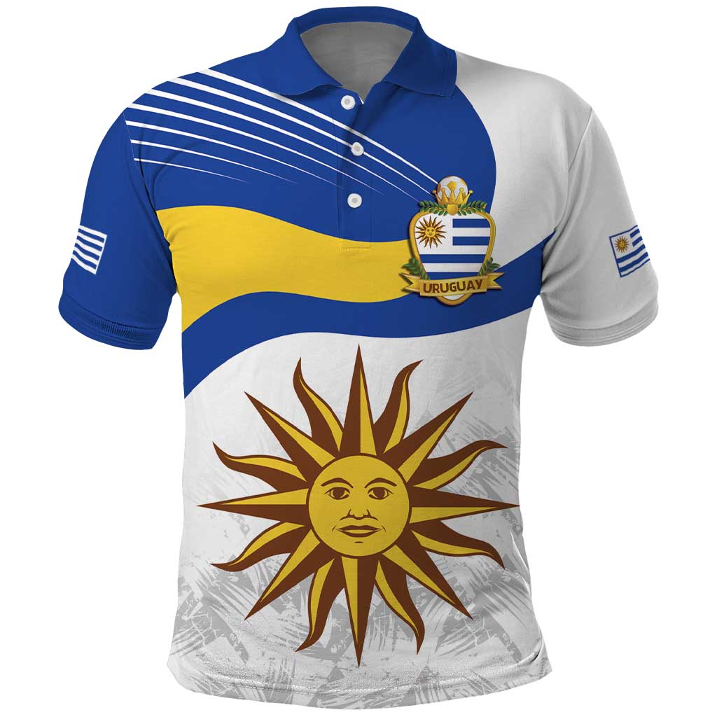 Uruguay Football Custom Polo Shirt La Celeste Sol de Mayo Motif