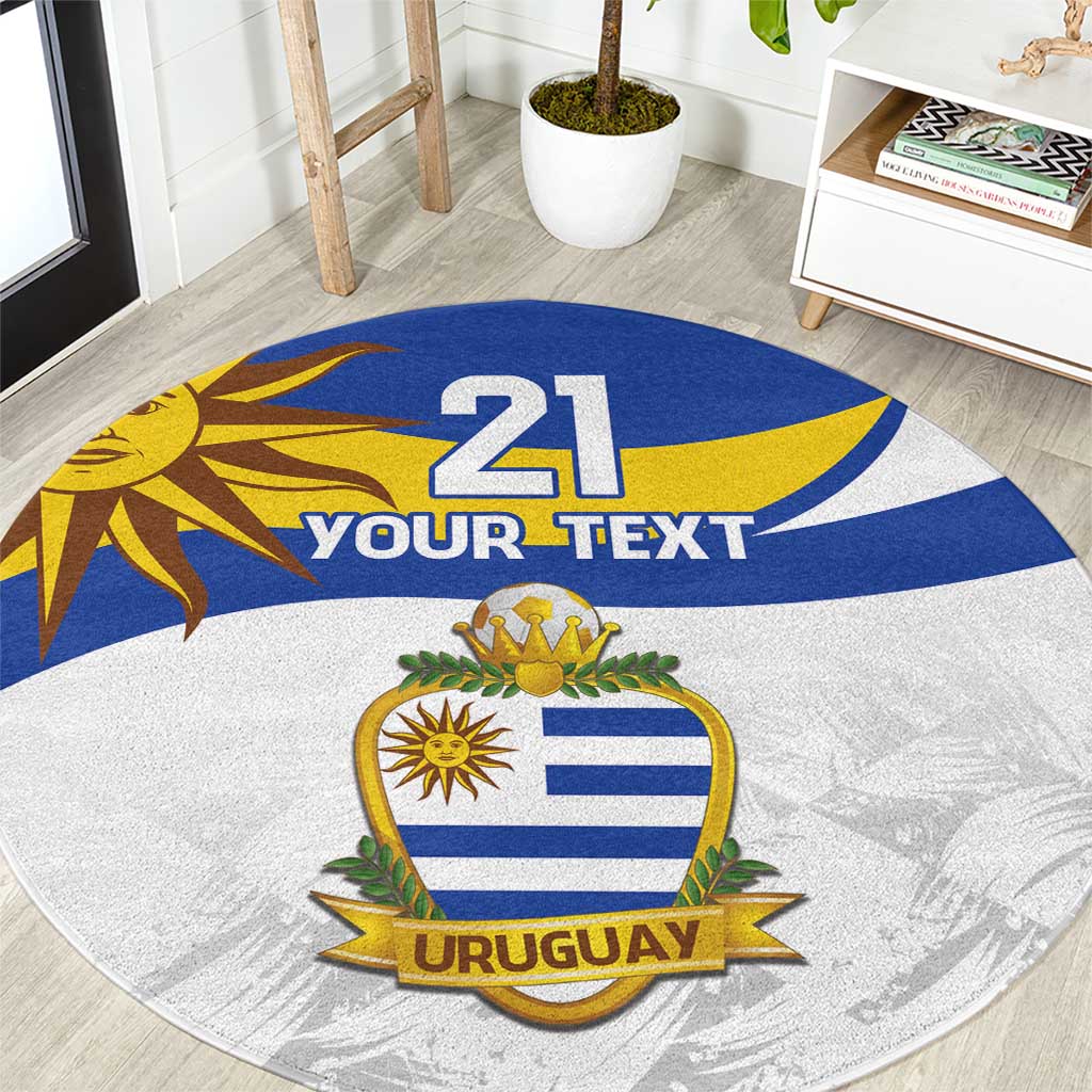 Uruguay Football Custom Round Carpet La Celeste Sol de Mayo Motif LT9