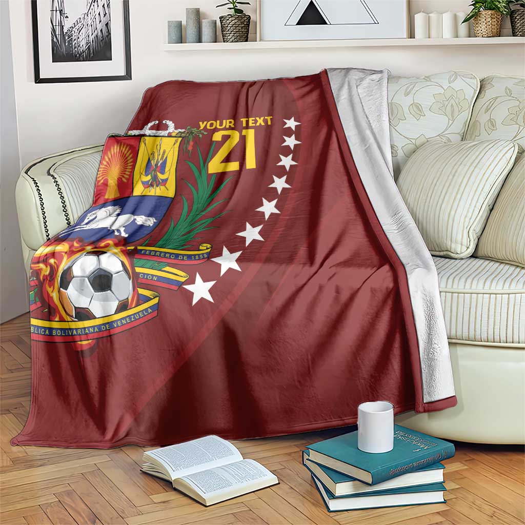 Venezuela Football Custom Blanket La Vinotinto Red Wine Coat of Arms