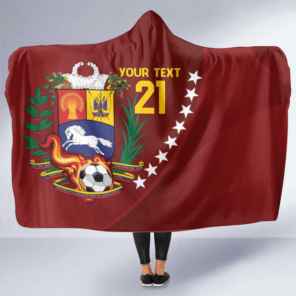 Venezuela Football Custom Hooded Blanket La Vinotinto Red Wine Coat of Arms LT9