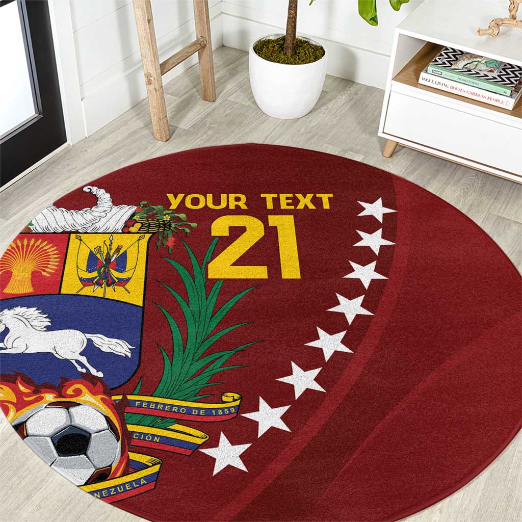 Venezuela Football Custom Round Carpet La Vinotinto Red Wine Coat of Arms LT9