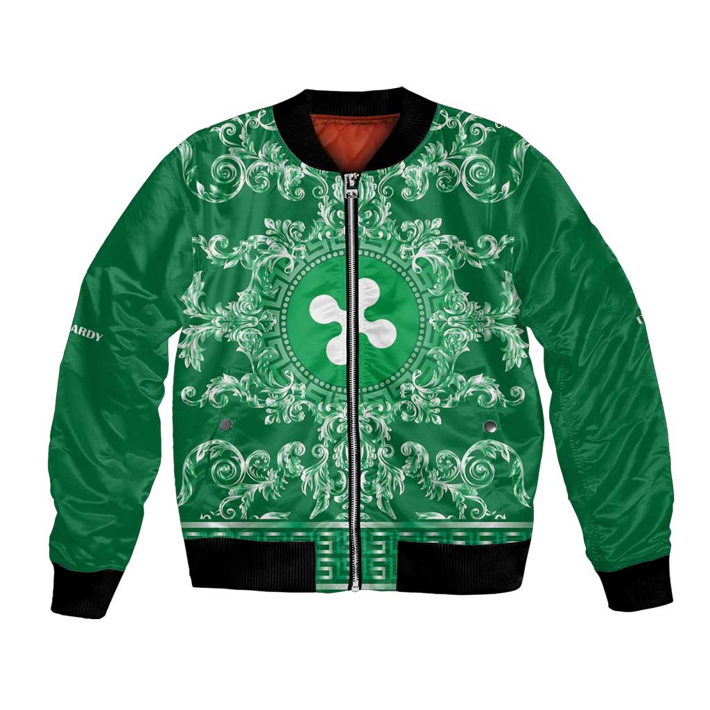 Personalized Italy Lombardy Bomber Jacket Baroque Motif