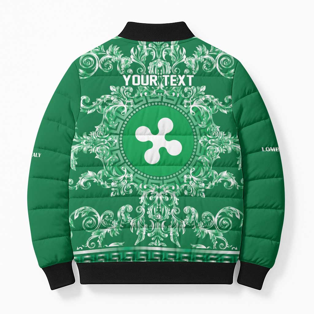 Personalized Italy Lombardy Bomber Puffer Jacket Baroque Motif