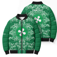 Personalized Italy Lombardy Bomber Puffer Jacket Baroque Motif