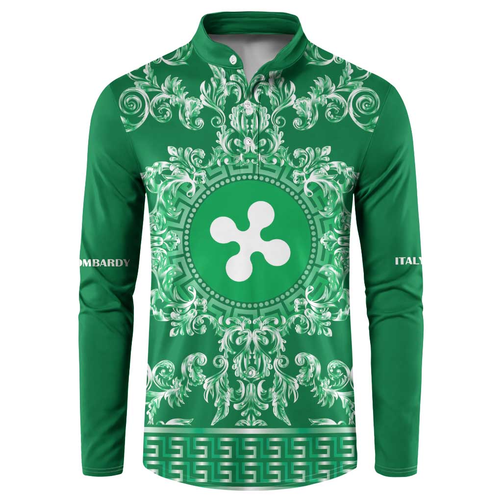 Personalized Italy Lombardy Button Sweatshirt Baroque Motif