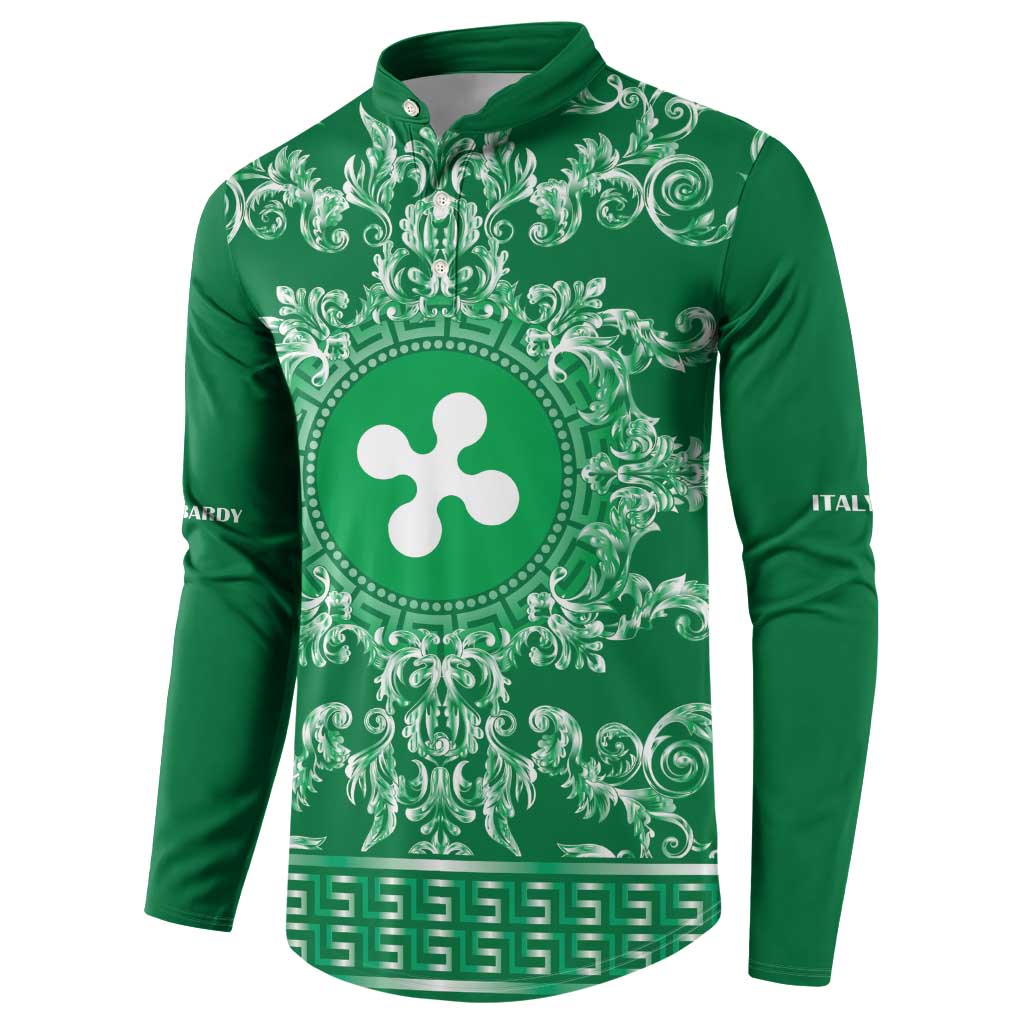 Personalized Italy Lombardy Button Sweatshirt Baroque Motif