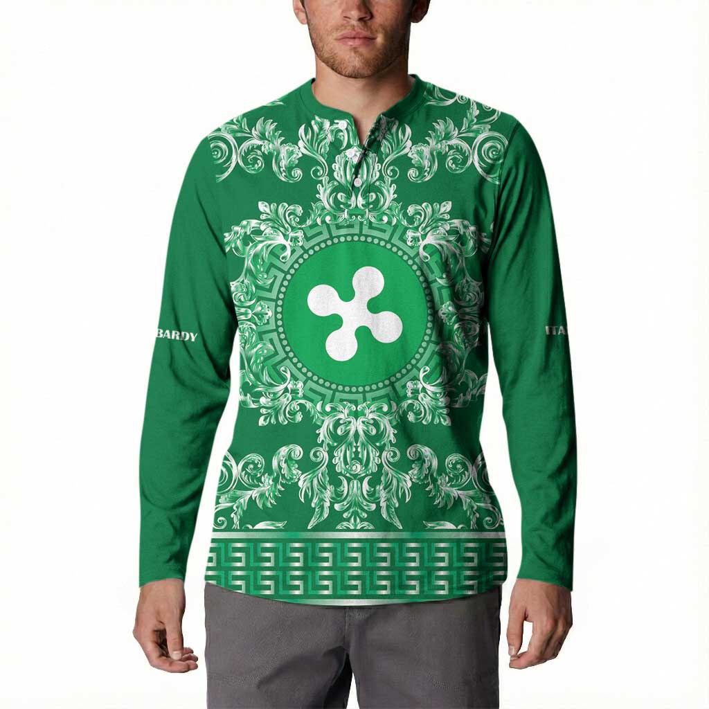 Personalized Italy Lombardy Button Sweatshirt Baroque Motif
