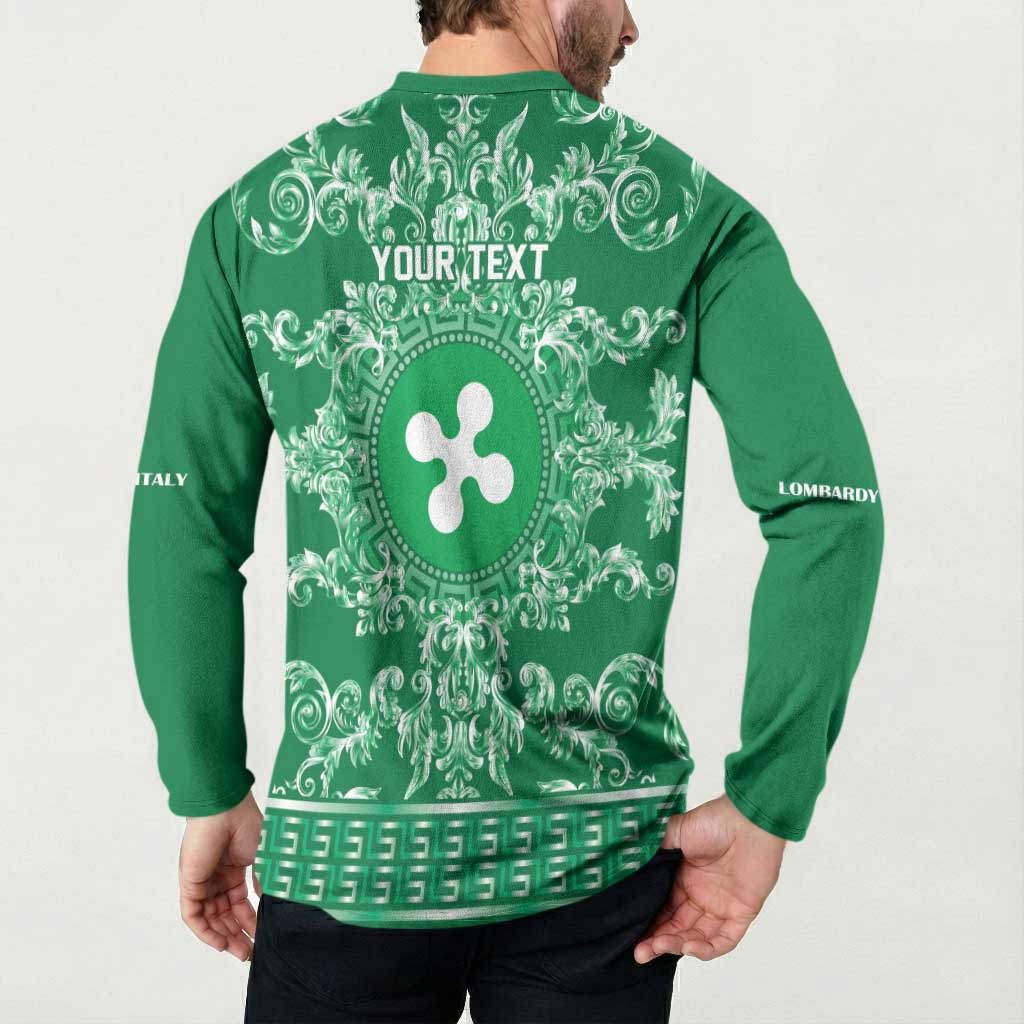 Personalized Italy Lombardy Button Sweatshirt Baroque Motif