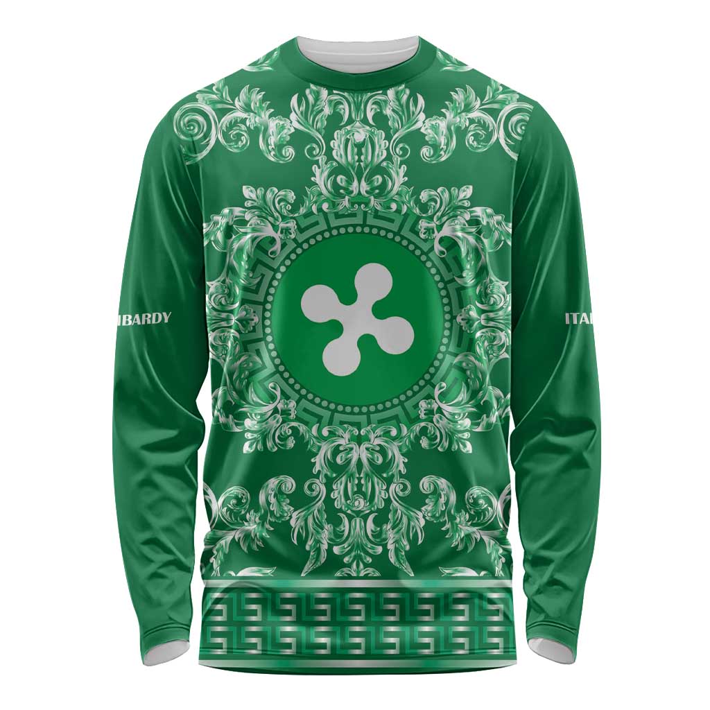 Personalized Italy Lombardy Long Sleeve Shirt Baroque Motif